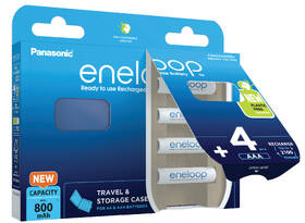 Baterie nabíjecí Panasonic Eneloop AAA, HR03, 800mAh, Ni-MH, blistr 4ks + Cestovní pouzdro na 4ks nabíjecích baterii 

 obrázek produktu 3 z 4