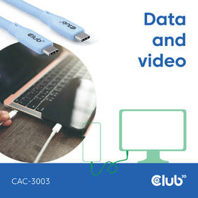 Kabel Club3D USB-C 4.0, 20Gbps, 4K60Hz, PD 240W, 2m modrý

 obrázek produktu 3 z 3