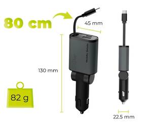 Adaptér do auta Mobile Origin 3in1 50W CA27 - USB-C, USB-A + USB-C kabel černý/šedý

 obrázek produktu 7 z 13
