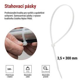 Stahovací pásky EMOS 300×3,5MM, 100KS bílé

 obrázek produktu 5 z 10