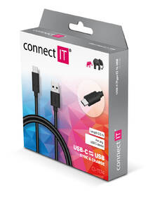 Kabel Connect IT USB/USB-C, 0,5 m černá barva

