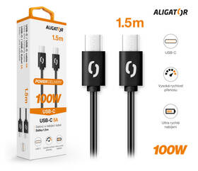 Kabel Aligator Power 100W, USB-C/USB-C, 5A, 1,5m černý

 obrázek produktu 2 z 2