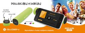 Powerbanka GoGEN s funkcí stojánku a reproduktoru, 3 v 1, 4000mAh zelená barva
