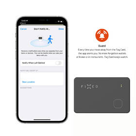 Lokátor FIXED Tag Card s podporou Find My, bezdrátové nabíjení černá barva

