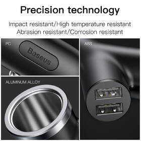 Adaptér do auta Baseus Y-type 2x USB + zapalovač, 3.4A černá barva

