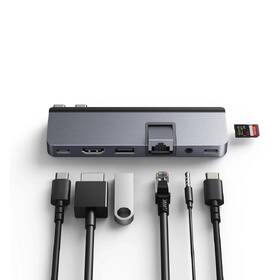 USB Hub Targus USB-C HD7-in-2 /1× USB 3.0, 2× USB-C, HDMI, Jack 3,5 mm, LAN, microSD na MacBook a NTB šedý

 obrázek produktu 3 z 9