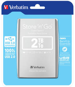 Externí pevný disk 2,5" Verbatim 2TB USB 3.0 stříbrná barva
