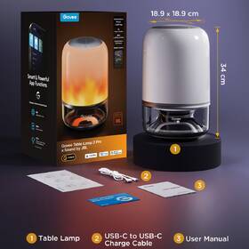 Stolní LED lampička Govee Table Lamp 2 RGBW lampa s reproduktorem - zvuk od JBL bílá/šalvějová

 obrázek produktu 7 z 7