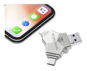 USB Flash Viking 64GB, USB/USB-C/Micro USB/Lightning stříbrný

 obrázek produktu 3 z 4