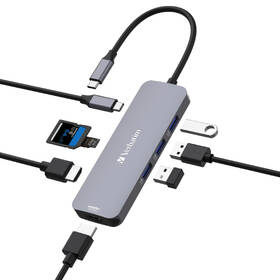 USB Hub Verbatim USB-C Pro Multiport 8 Port stříbrný

 obrázek produktu 2 z 4