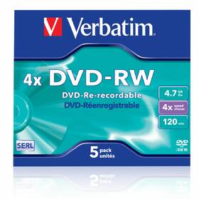 Disk Verbatim DVD-RW SERL 4,7GB, 4x, jewel case 5 ks 

 obrázek produktu 1 z 2