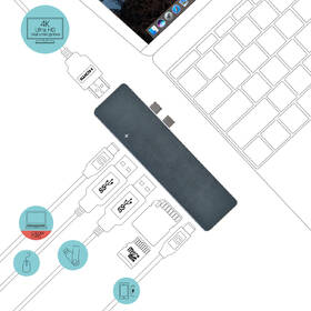 USB Hub i-tec USB-C Metal pro Apple MacBook Pro + Power Delivery 

 obrázek produktu 3 z 7