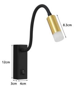 Nástěnné svítidlo IMMAX GOAL LED, vypínač, 3W černé/zlaté

 obrázek produktu 2 z 8