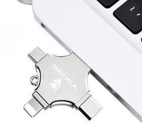 USB Flash Viking 16GB, USB/USB-C/Micro USB/Lightning stříbrná barva
