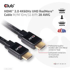 Kabel Club3D HDMI 2.0, aktivní, High Speed 4K, 10m černý

 obrázek produktu 2 z 4