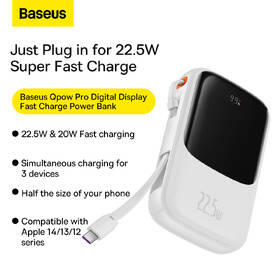 Powerbanka Baseus Qpow Pro 10000mAh 22,5W s USB-C kabelem bílá

 obrázek produktu 11 z 16