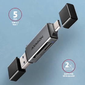 Čtečka paměťových karet Axagon CRE-DAC, USB-C + USB-A, SD/microSD, UHS-I černá

 obrázek produktu 1 z 5