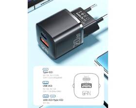 Nabíječka do sítě Essager 20W, GaN, USB-C, USB-A černá

 obrázek produktu 8 z 8