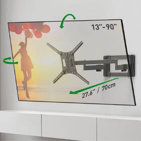 Držák TV Barkan BM464L, polohovatelný, pro úhlopříčku 13" až 83", nosnost 60 kg černý

 obrázek produktu 4 z 4