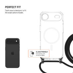 Kryt na mobil FIXED MagPure Neck s černou šňůrkou na krk na Apple iPhone Air průhledný

 obrázek produktu 1 z 8