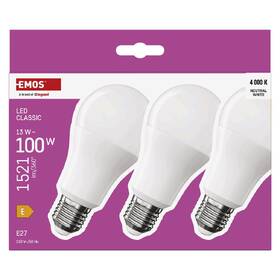 Žárovka LED EMOS Classic, 13 W, 1521lm, E27, neutrální bílá (3 ks) 

 obrázek produktu 3 z 14