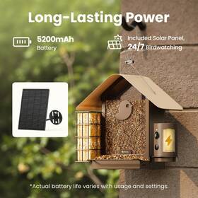 Ptačí krmítko Birdfy Metal V, kovové s kamerou a solárním panelem (AI předplatné) hnědý

 obrázek produktu 4 z 8