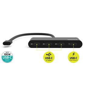 USB Hub PORT CONNECT USB-C, 3x USB-C 3.1 + 1x USB-C 100W PD černý

 obrázek produktu 3 z 5