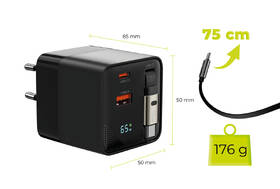 Nabíječka do sítě Mobile Origin Display Charger PW2 - 65W GaN USB-C/USB-A černá

 obrázek produktu 9 z 11