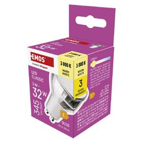 Žárovka LED EMOS bodová, 3W, 345lm, GU10, teplá bílá 

 obrázek produktu 5 z 15