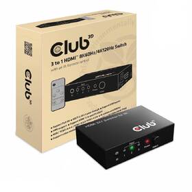 HDMI rozbočovač Club3D Switch 1:3 HDMI, 3 porty 

 obrázek produktu 3 z 3