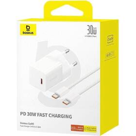 Nabíječka do sítě Baseus GaN5 30W USB-C 100W, USB-C kabel 1 m bílá

 obrázek produktu 3 z 3