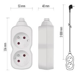 Kabel prodlužovací EMOS 2 x zásuvka, 2m bílý

 obrázek produktu 4 z 5