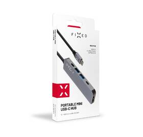 USB Hub FIXED 5v1 USB-C Mini pro notebooky a tablety šedá barva
