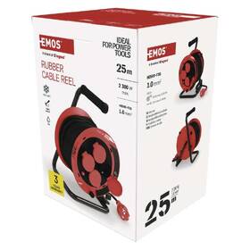 Kabel prodlužovací na bubnu EMOS 4x zásuvka, 25m černý/červený

 obrázek produktu 2 z 4