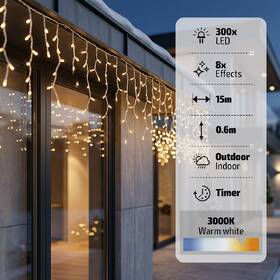 Vánoční osvětlení Solight LED, rampouchy, 300 LED, IP44, (15m) průhledné

 obrázek produktu 5 z 6