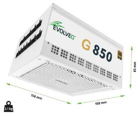 Zdroj Evolveo G850 White 850W 80+ Gold, ATX 3.1 bílý

 obrázek produktu 8 z 11