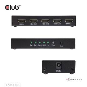 HDMI rozbočovač Club3D 4 porty HDMI, 4K120Hz černá barva
