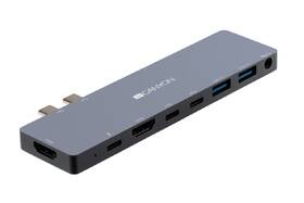 USB Hub Canyon 2x USB-C/2x USB, 2x HDMI 4K, USB-C PD 87W, 2x USB-C, 3,5mm 

 obrázek produktu 1 z 6