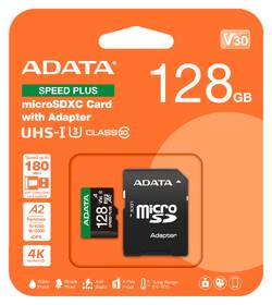 Paměťová karta ADATA Speed Plus MicroSDXC 128GB, U3 (180R/160W) + SD adaptér černá

 obrázek produktu 2 z 2