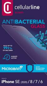 Tvrzené sklo CellularLine Antibiom na Apple iPhone SE(2020/22)/8/7/6 

 obrázek produktu 2 z 2