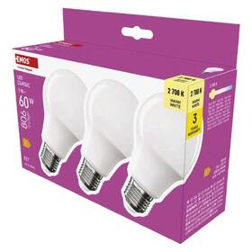 Žárovka LED EMOS Classic, E27, 7W, teplá bílá (3 ks) 

 obrázek produktu 3 z 3