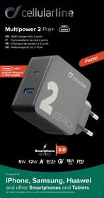 Nabíječka do sítě CellularLine Multipower 2 PRO+, Smartphone Detect, USB-C PD, USB, QC 3.0, 36W černá

 obrázek produktu 2 z 2
