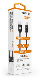 Kabel Aligator Power 100W, USB-C/USB-C, 5A, 2,5m černý

 obrázek produktu 1 z 1