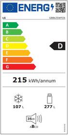 Chladnička s mrazničkou LG GBB62SWFGN bílá barva

