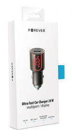 Adaptér do auta Forever Core, 1x USB QC 3.0, 1x USB-C PD 30W, s displejem černý

 obrázek produktu 3 z 3