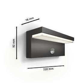 Nástěnné svítidlo Philips Bustan, 2700 K, pohybový senzor antracitové

 obrázek produktu 1 z 5