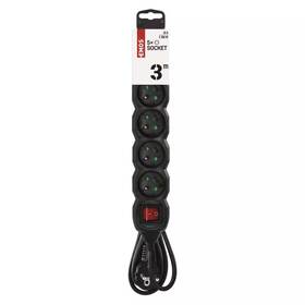 Kabel prodlužovací EMOS 5x zásuvka, vypínač, 3m černá

 obrázek produktu 1 z 4