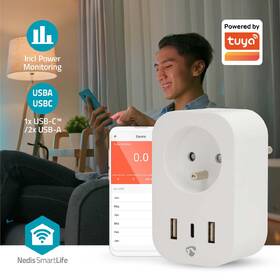 Chytrá zásuvka Nedis SmartLife, měřič spotřeby, dálkově ovladatelná, Wi-Fi, 1x USB-C + 2x USB, IP21, 3680 W bílá

 obrázek produktu 4 z 12