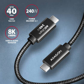 Kabel Axagon NewGEN+ kabel USB-C / USB-C, 1m, PD 240W, 8K HD, pletený černý

 obrázek produktu 1 z 7