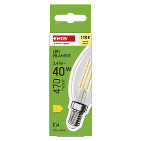 Žárovka LED EMOS Filament svíčka, 3,4 W, E14, teplá bílá 

 obrázek produktu 4 z 7